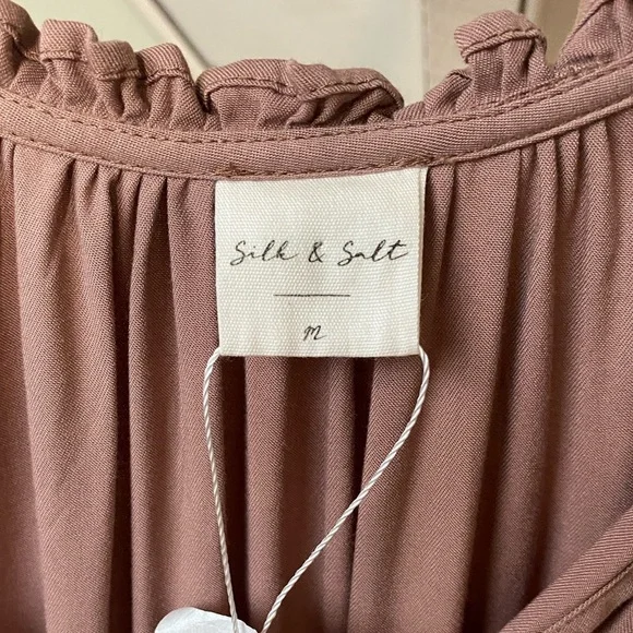 NWT Silk & Salt 100% Cotton BOHO Oversized MAXI Dusty Rose Bohemian Dress Med - Picture 5 of 14